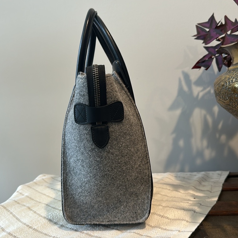 Céline Yellow, Grey, Black Leather & Wool Felt Micro Shopper Tote Fall 16’ - Picture 6 of 17